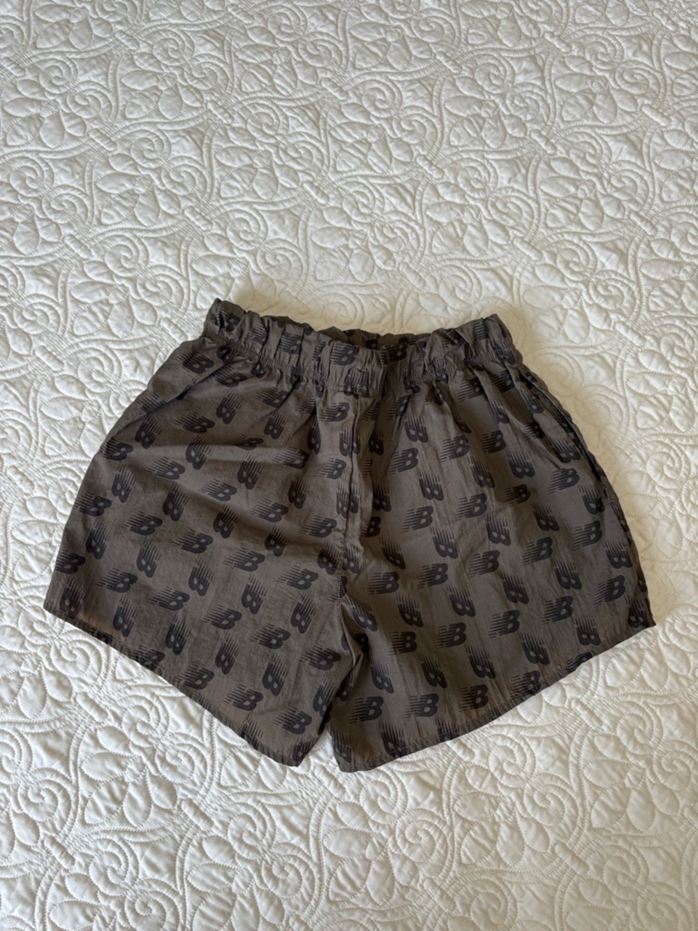 New Balance x Bandier Women's Brown Shorts with Black Logo Print